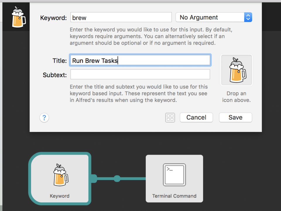 Setting a keyword for the Workflow