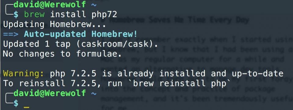 Using Homebrew to install PHP